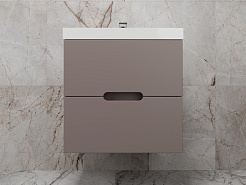 Style Line Тумба с раковиной Матис 60 подвесная тауп темный – фотография-2